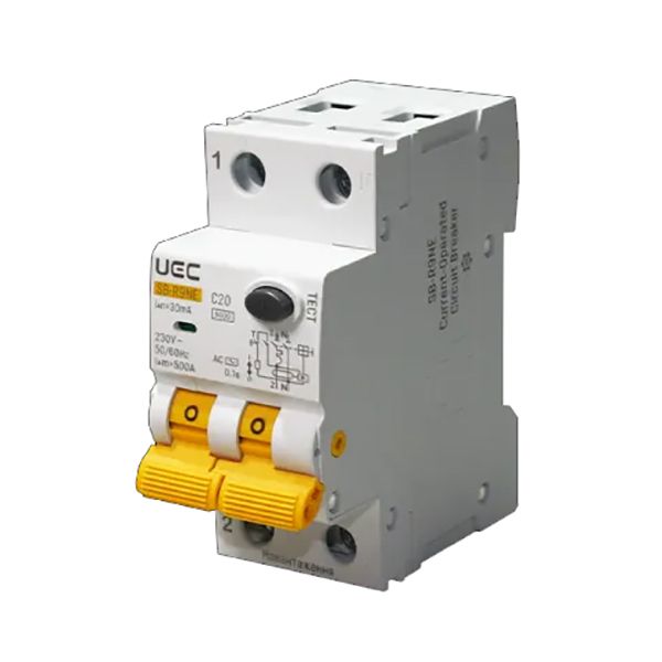 Автомат диференційного захисту SB-R9NE 2P C 20A 30mA тип AC 6kA UEC(RCBO60-2-020-C-030-AC)