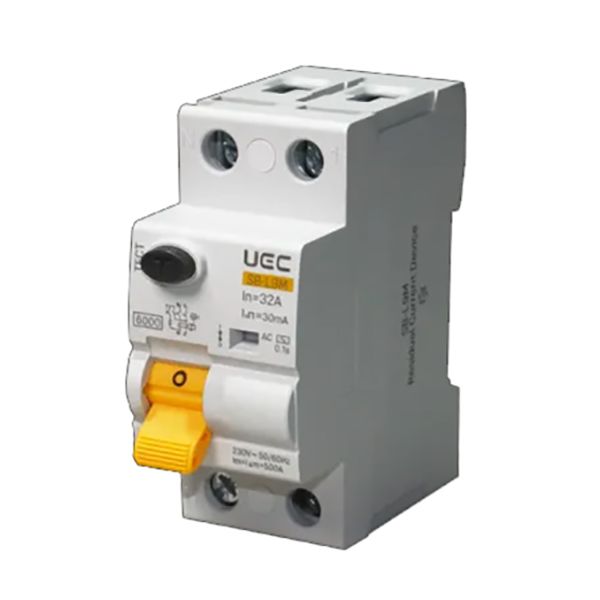 Пристрій захисного відключення SB-L9M 2P 32A 30mA Тип AC 6kA UEC(RCCB61-2-032-030-AC)