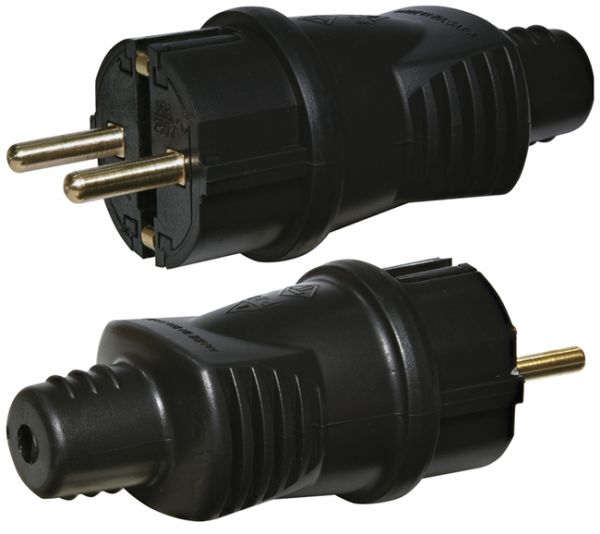 Вилка пряма PKB-ST (2P+PE, каучук, IP44, чорна) ЕТІ(4481002)