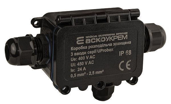 Коробка розподільча захищена, 3 вводи, IP68 серії UProbox АСКО(A0280010002)