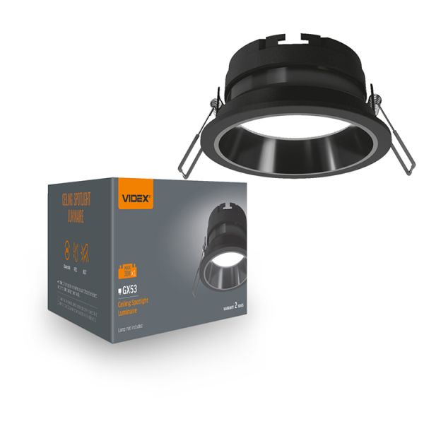 Светильник VIDEX под лампу GX53 VL-SPF28R-В врезной черный(VL-SPF28R-В)
