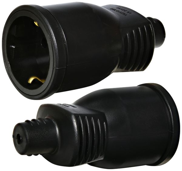 Розетка кабельна 1-на ERS-1 (2P+PE, Schuko, каучук, IP20, чорна) ETI(4481008)