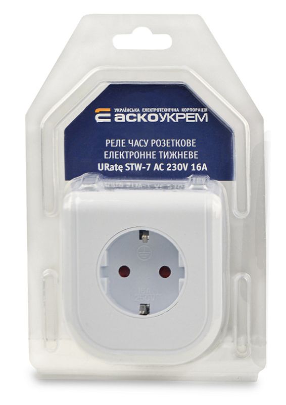 Реле часу розеткове електронне тижневе URate STW-7 AC 230V 16A Аско(A0010230009)