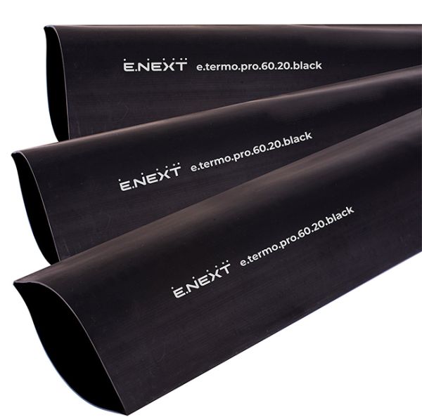 Трубка термоусаджувальна з клейовим шаром e.termo.pro.60.20.black, 60/20, 1м, чорна E.NEXT(p092053)