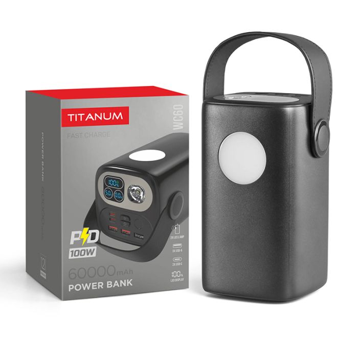 Повербанк Titanum 60000mAh WC60 PD100W TPB-WC60-B чорний(TPB-WC60-B)