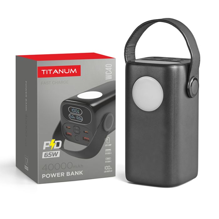 Поверьанк Titanum 40000mAh WC40 PD65W TPB-WC40-B чорний(TPB-WC40-B)