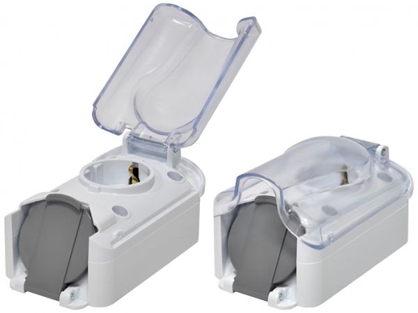 Розетка 2-на з кришк. PRE-2PC для вилки PKB-90 (2x2Р+РЕ, Schuko, IP44, 16A, 250V, полікарбонат) ЕТІ(4481021)