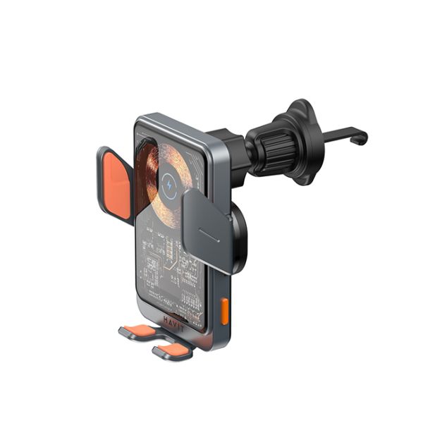 Автомобільний тримач телефону з бездротовою зарядкою HAVIT HV-W3033 15W Black/Silver(28064)