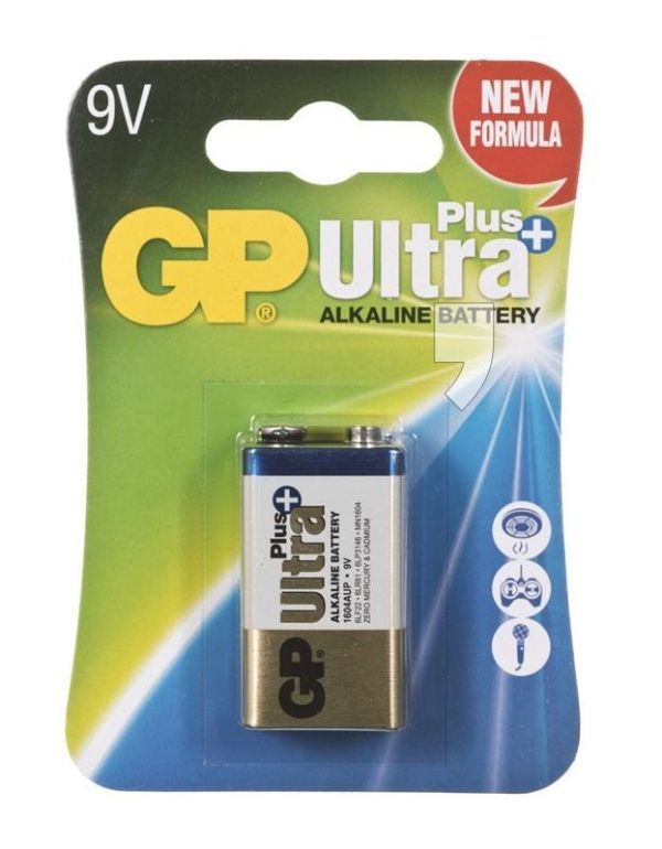 Батарейка GP Ultra Plus Alkaline 1604AUP-U1 6LF22, 9V "Крона" лужна (1шт/уп)(1604AUP-U1)