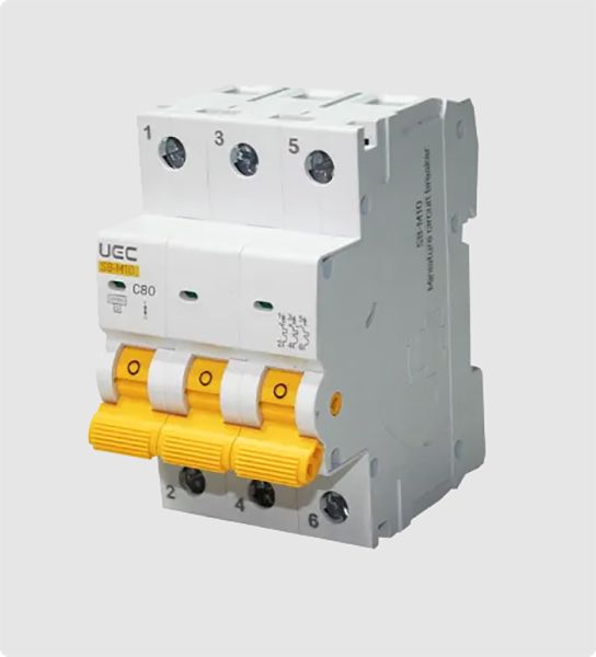 Вимикач автоматичний модульний SB-M10 3P 080A  характеристика C  10кA UEC(MCB150-3-080-C)