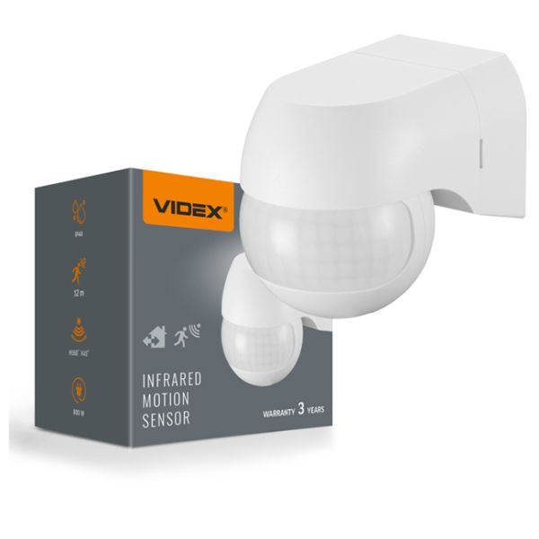 Датчик руху VIDEX VL-SPW11W 220V 800W білий IP44 інфрачервоний(VL-SPW11W)