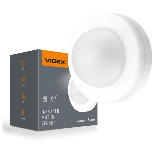 Датчик руху VIDEX VL-SPC46W 220V 2000W білий ІР20 інфрачервоний(VL-SPC46W)