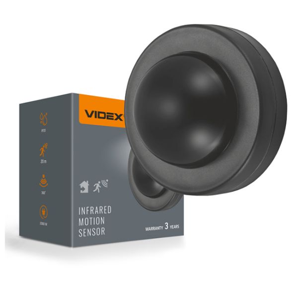 Датчик руху VIDEX VL-SPC46B 220V 2000W чорний ІР20 інфрачервоний(VL-SPC46B)