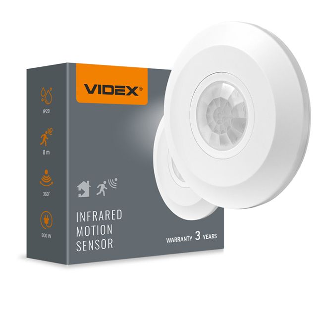Датчик руху VIDEX VL-SPC05W 220V 800W білий ІР20 інфрачервоний(VL-SPC05W)