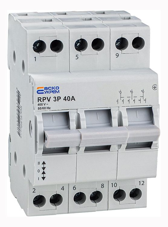 Перемикач вводу ручний RPV 3P 40A (1-0-2) Аско(A0010220010)