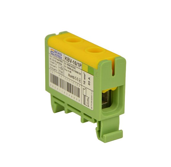 Клема вводу силова 16/1Р (85 А) жовто-зелена серії KBV Аско(A0130010164)