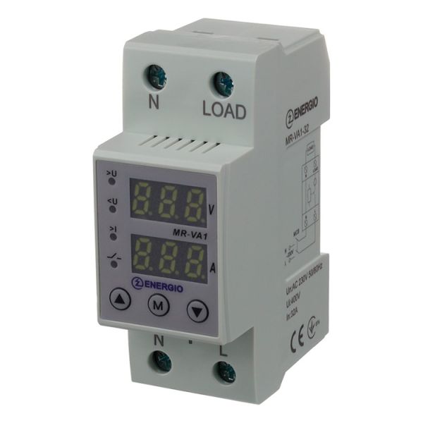Реле напруги та струму ENERGIO VA1 32А однофазне(MR-VA1-32)