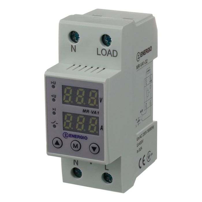 Реле напруги та струму ENERGIO VA1 32А однофазне(MR-VA1-32)