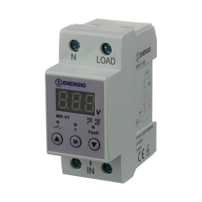 Реле напруги ENERGIO V1 63А однофазне(MR-V1-63)