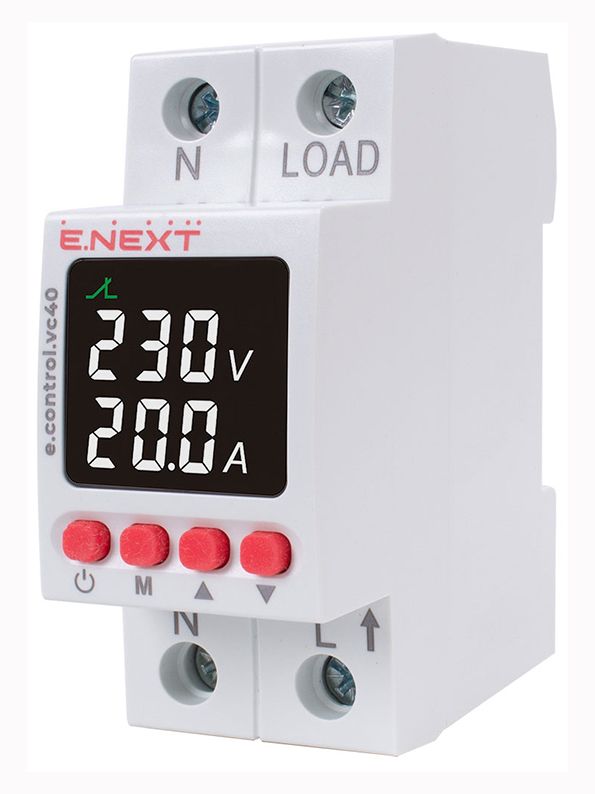 Реле контролю напруги і струму однофазне 40А з індикацією e.control.vc40 Enext(p0690029)