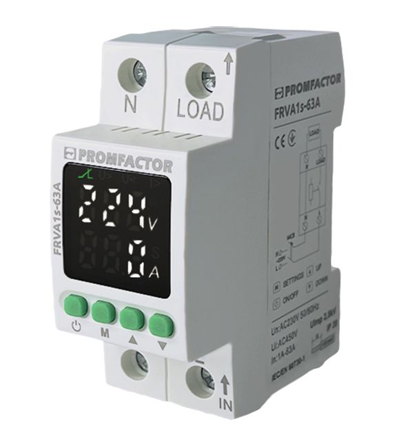 Реле контролю напруги та струму однофазне FRVA1S-63A Промфактор(FRVA1S-63A)