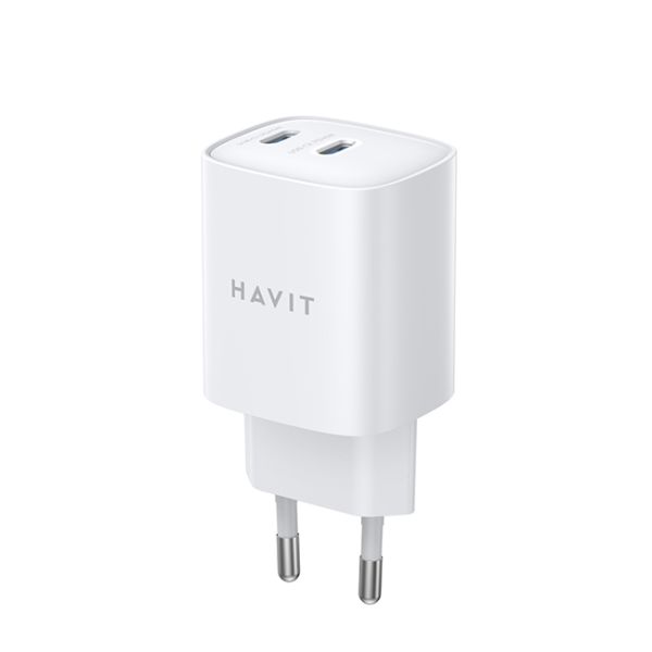 Зарядний пристрій HAVIT UC45 PD45W 2xUSB-C White, HV-UC45-WH(28678)