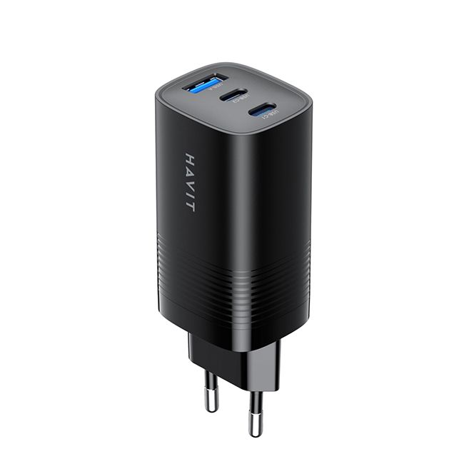 Зарядний пристрій HAVIT UC20 GaN 67W USB-A+2xUSB-C Black, HV-UC20-BK(23443)