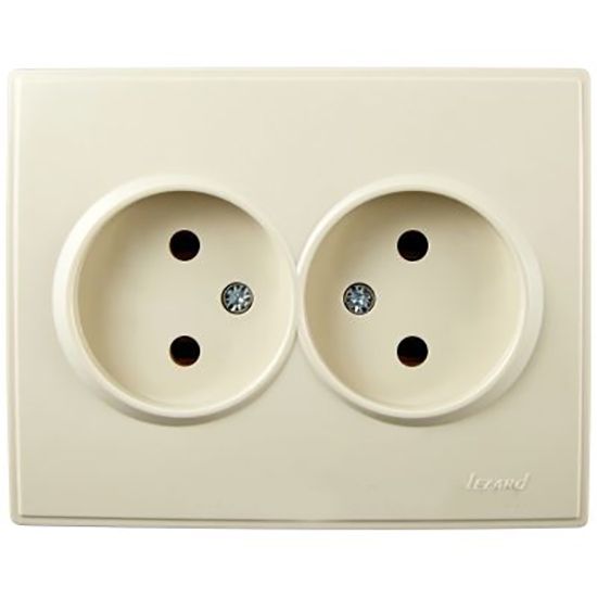 Розетка 2-на без з/к Lezard LESYA крем(705-0303-128В)