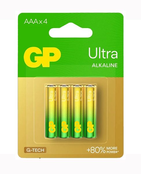 Батарейка GP Ultra Alkaline 24АUETA21-2BC4 LR3, АAA, 1.5V лужна ( 4шт/блс)(24АUETA21-2BC4)