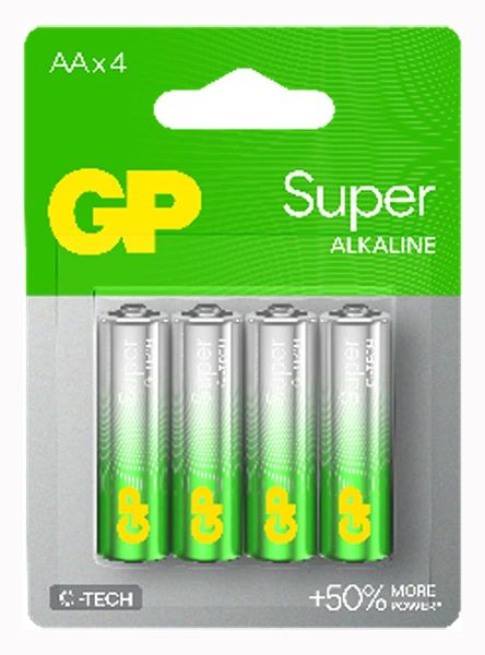 Батарейка GP Super Alkaline 15АETA21-2BC4 лужна LR6, AA (4шт/блс)(15АETA21-2BC4)