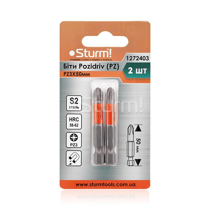 Біти S2 РZ3*50мм, 2шт. 1272403 STURM(1272403)