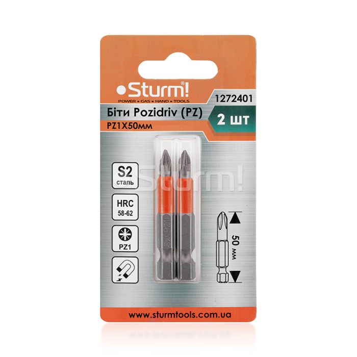 Біти S2 РZ1*50мм, 2шт. 1272401 STURM(1272401)