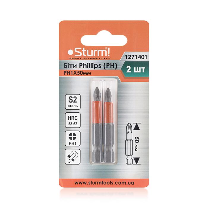 Біти S2 РН1*50мм, 2шт. 1271401 STURM(1271401)