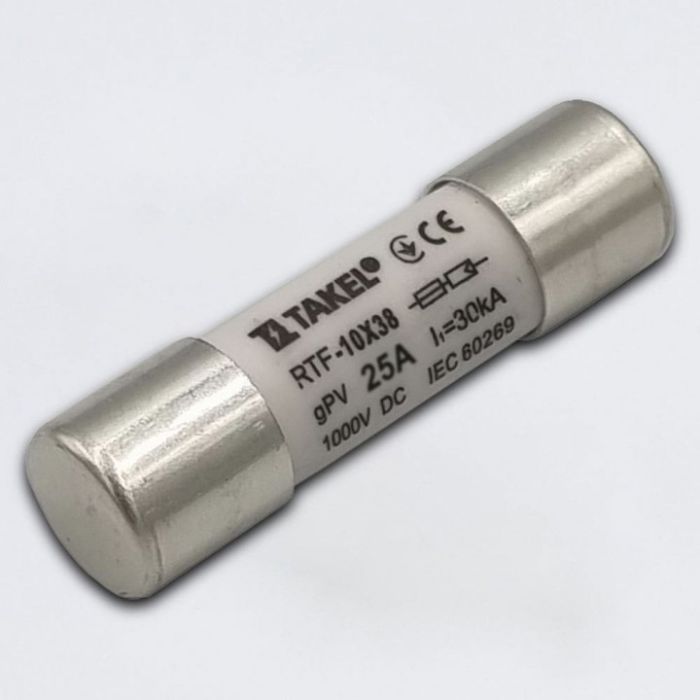 Плавка вставка запобіжника RTF 10х38 25А 1000V DC TAKEL(514758)