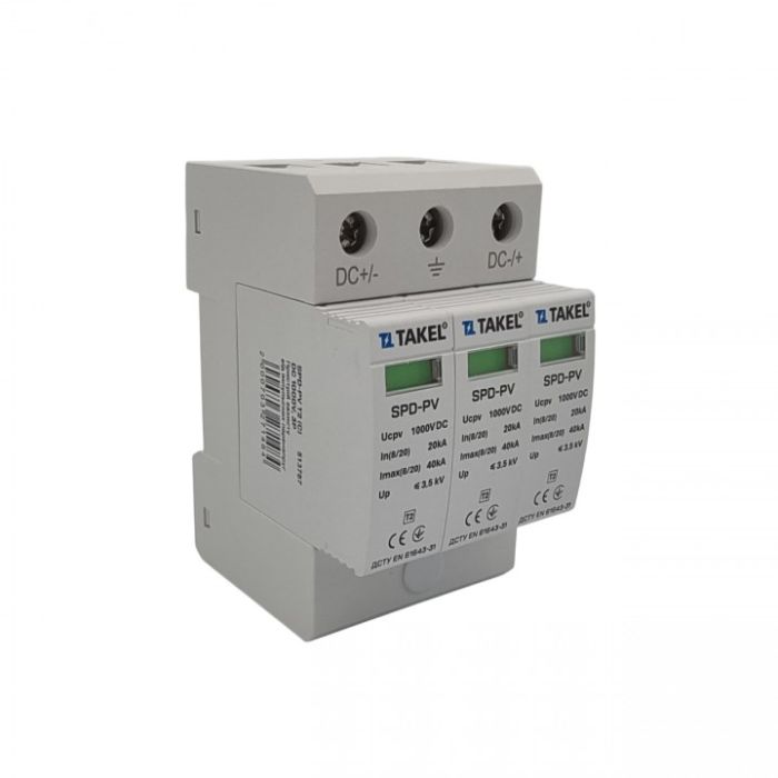 Пристрій захисту від імпульсних перенапруг SPD-PV T2 (C) DC 1000V, 3Р TAKEL(513787)