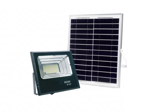 Прожектор LUXEL LED на сонячних батареях з мікрохвильовим датчиком руху IP65 60W (SFL-60C)