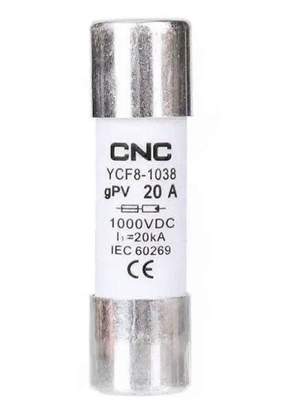 Запобіжник (плавка вставка),YCF8-1038 20А, 1000V DC, CNC(Б00047837)
