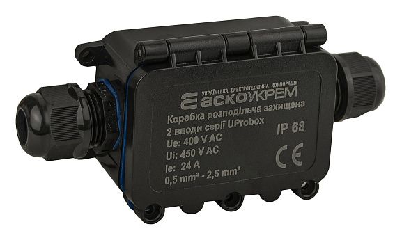Коробка розподільча захищена, 2 вводи, IP68 серії UProbox АСКО(A0280010001)