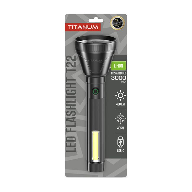 Ліхтар LED TITANUM TLF-T22 400Lm 10000К/9000K портативний(TLF-T22)