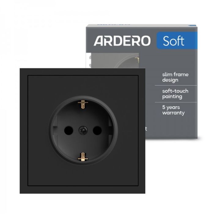 Розетка із з/к Ardero ER121-B чорна(8640)