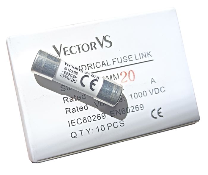 Запобіжник циліндричний GENESIS 10x38 20A 1000V DC VectorVS(GF1038020DC)