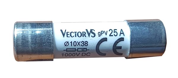 Запобіжник циліндричний GENESIS 10x38 25A 1000V DC VectorVS(GF1038025DC)