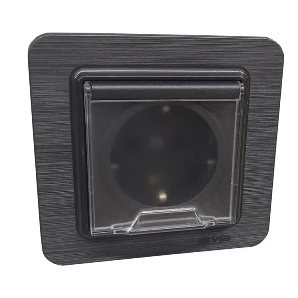 Розетка з з/к з кришкою LAVIN IP20 антрацит(21 26 4004 218)