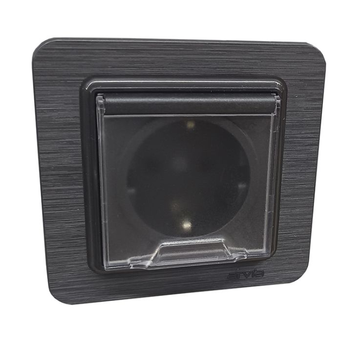 Розетка з з/к з кришкою LAVIN IP20 антрацит(21 26 4004 218)