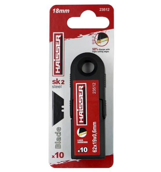 Леза трапеція SK2 10шт в тубі 19х62х0.6 мм Haisser 23512(23512)