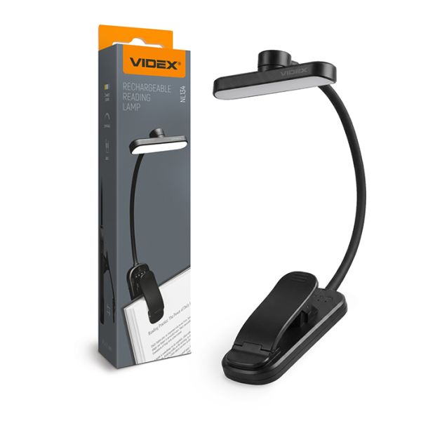 Світильник LED акумуляторний для читання VIDEX VL-NL134B 3000/4000/6500K Black(VL-NL134B)