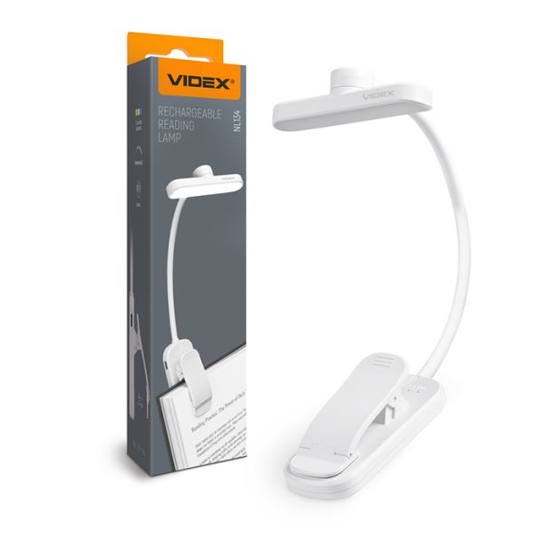 Світильник LED акумуляторний для читання VIDEX VL-NL134W 3000/4000/6500K White(VL-NL134W)