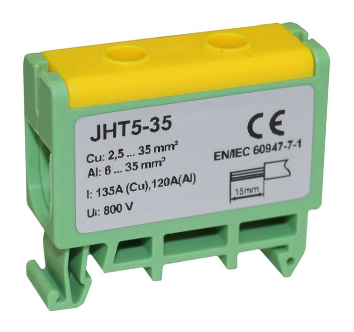 Клема силова СКНГз-JHT5-35 6-35мм2 120А "PE" жовто-зелена(TNSy5506543)