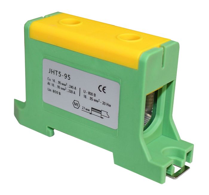 Клема силова СКНГз-JHT5-95 16-95мм2 220А "PE" жовто-зелена(TNSy5506240)