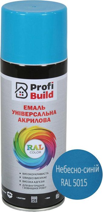 Спрей-фарба RAL5015 небесно-синій 400мл. Profi Build